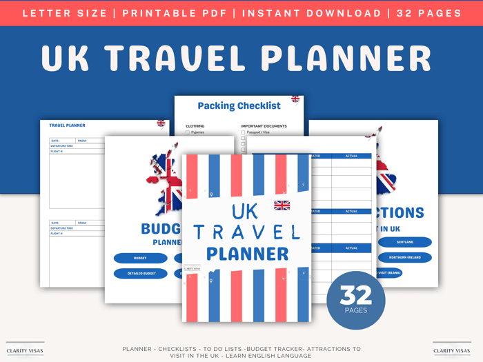 United Kingdom Travel Planner Printable image